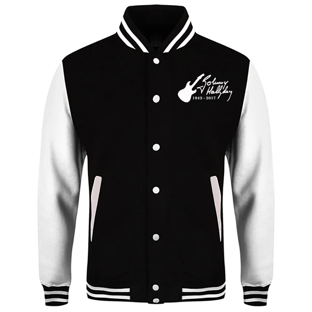 Johnny Hallyday printed jacket winter men's/women casual baseball uniform street sweatshirt images - 6