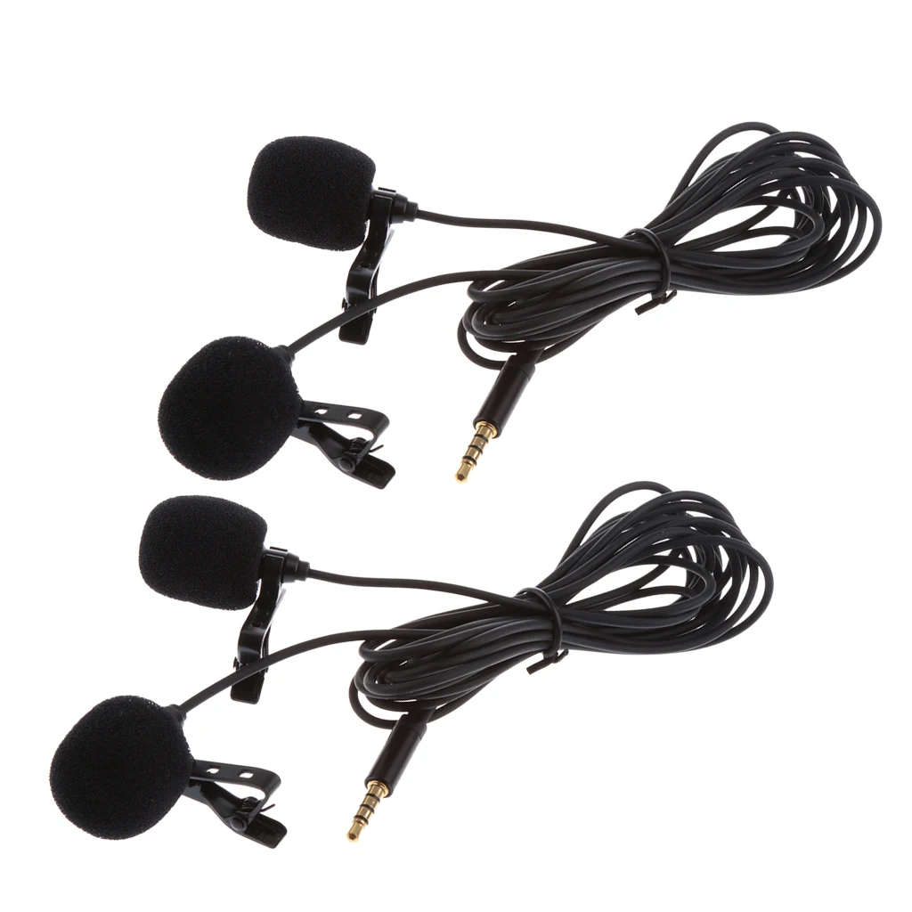 2 шт. мини микрофон с отворотом двойной головкой записывающий зажимом для