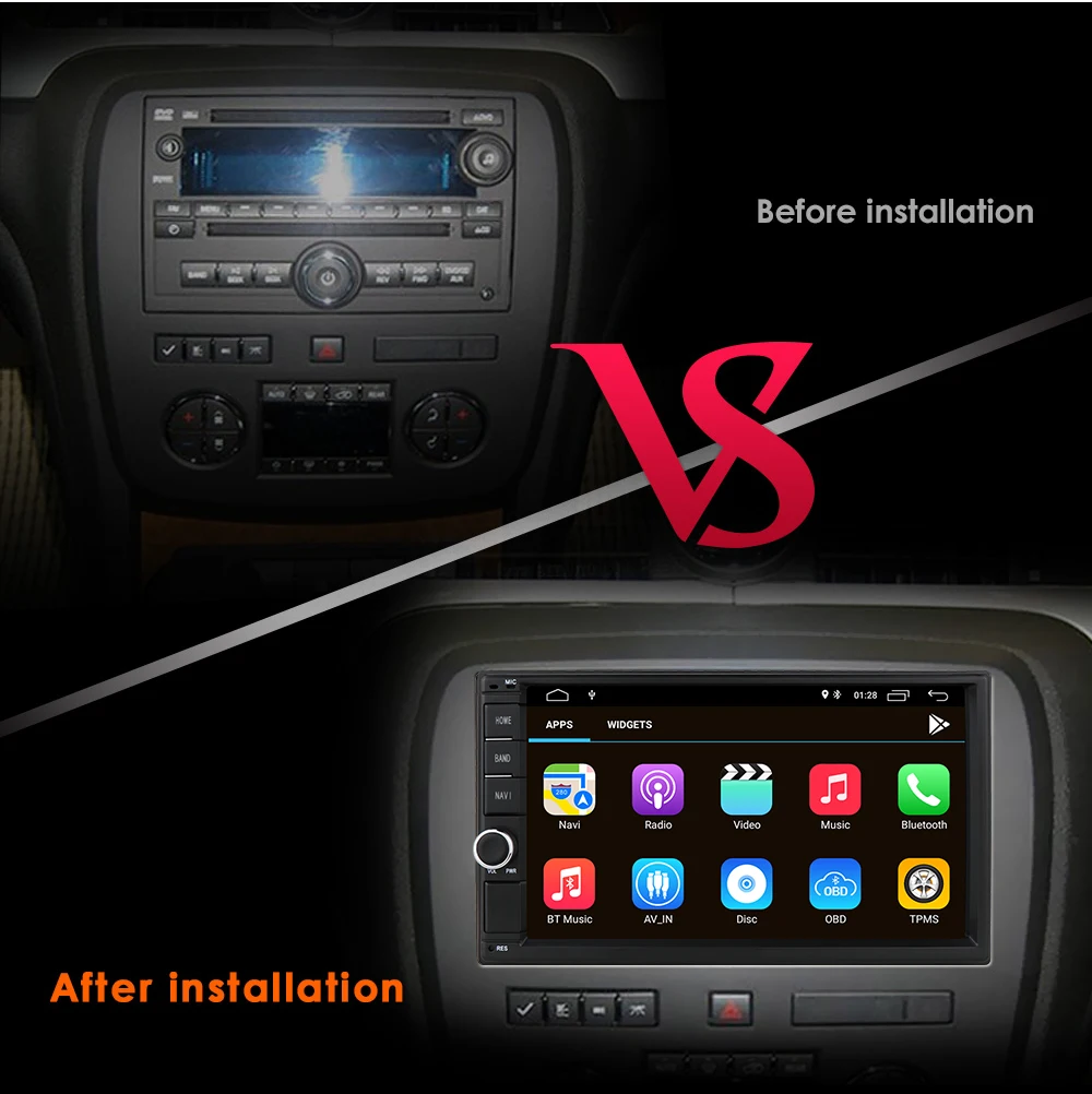2 Din 7'' Quad core Universal Android 10 2GB RAM Car Radio Stereo GPS Navigation WiFi 1024*600 Touch Screen 2din PC USB Map |