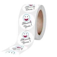 500pcs2 5cm self adhesive film with smiley face thank you sticker label can be used for stationery gift decoration