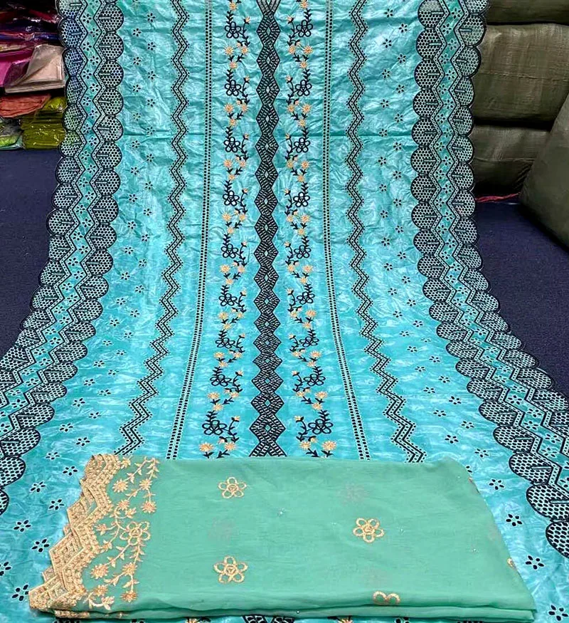 

Светло-зеленая африканская кружевная ткань базин высокого качества нигерийская французская кружевная ткань базин богатая 5 ярдов для женщ...