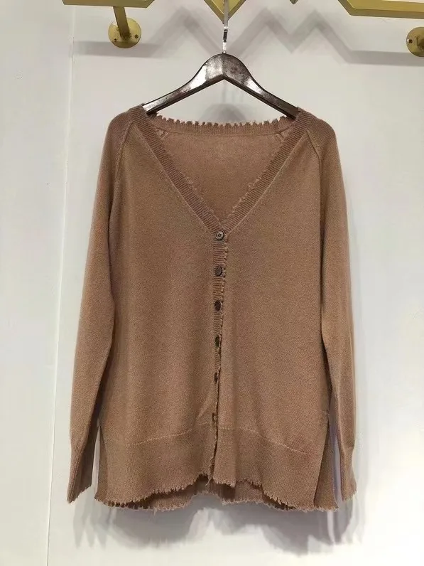 Женский трикотажный кардиган с V-образным вырезом однобортный жаккардовый