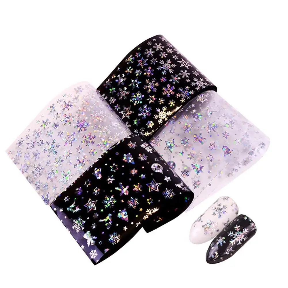 

New Christmas Theme Nail Foil 3d Diy Snowflakes Manicure Nail Art Transfer Starry Sticker Nail Decorations Accessories