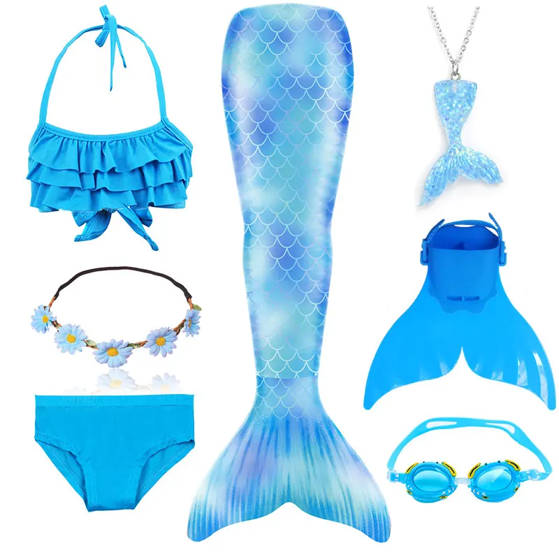 28 цветов Детские хвосты русалки с моноластами для плавания маскарадные костюмы