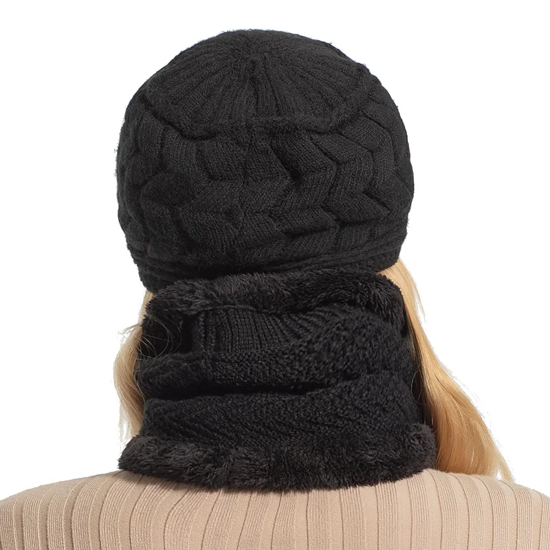 YOUBOME Fashion Winter Skullies Beanies Knitted Hat Scarf Female Hats For Women Men Baggy Girls Warm Thicken Caps | Аксессуары для