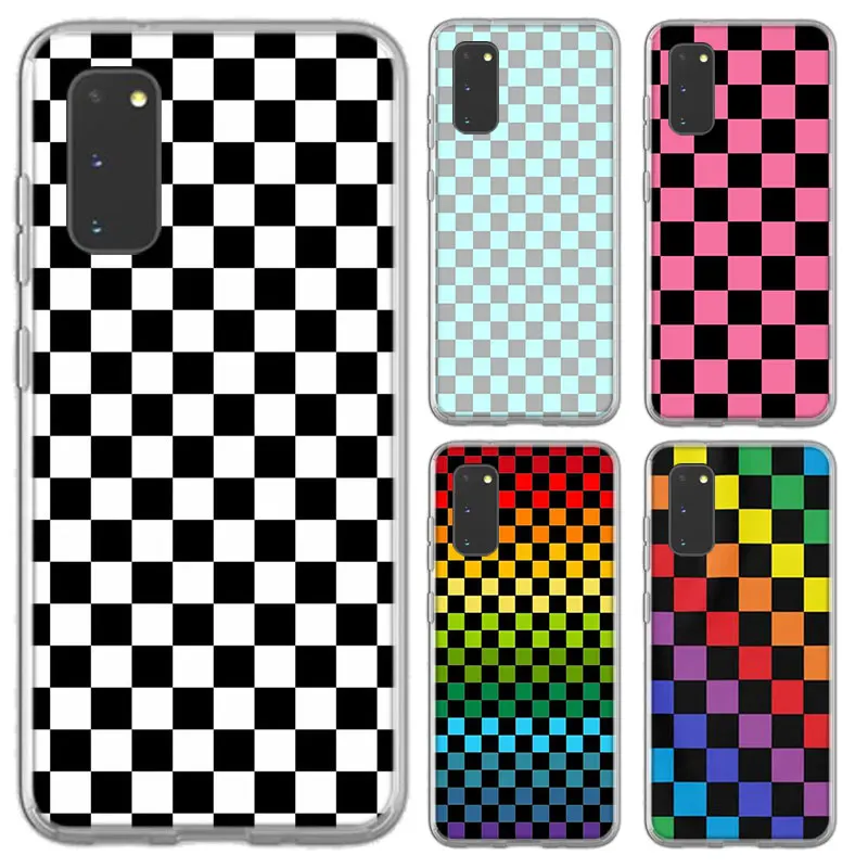 

Plaid Checked Checkered Case For Samsung Galaxy S30 S21 S20 Ultra 5G S10E S10 S9 S8 S7 Plus + Soft TPU Transparent Cover Coque