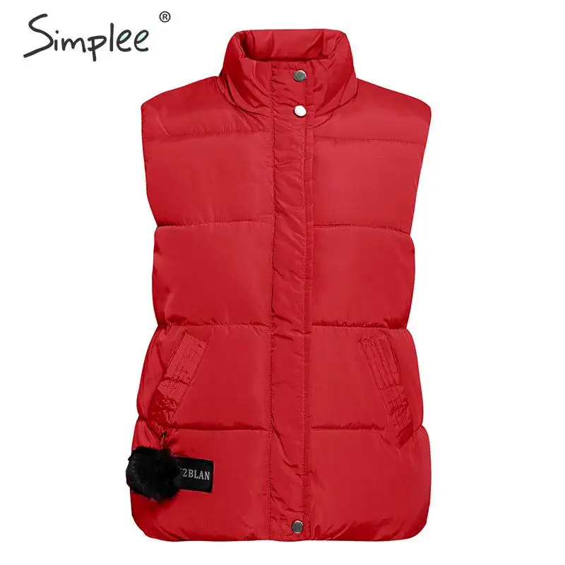 Simplee зимний женский пуховый жилет куртка женская без рукавов пуховик пальто для