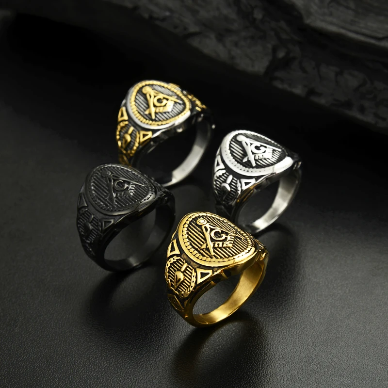 Серебряные кольца в стиле колледжа из нержавеющей стали Бижутерия фремасона для