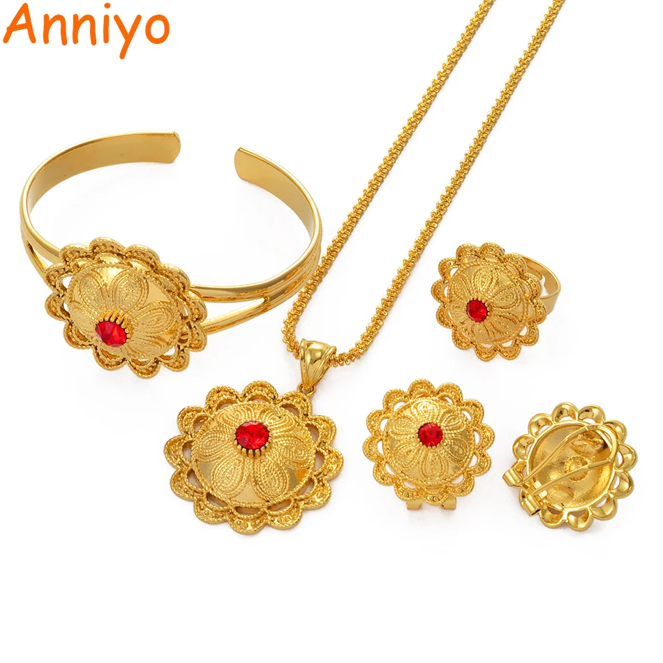 Anniyo новинка невеста Эфиопский золотой цвет ювелирные наборы с камнем
