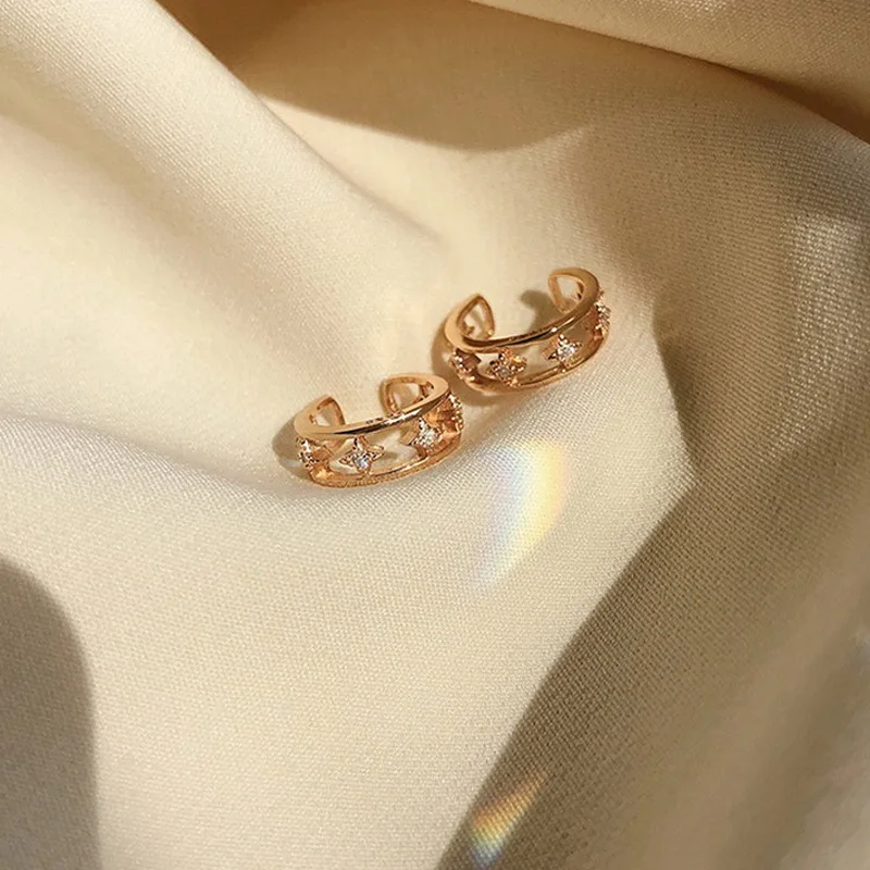 

KSRA 2021 New Rock Vintage Star Chain Tassel Clip Earrings For Women Trend Fake Piercing Earrings Bone Ear Cuff Jewelry Concert