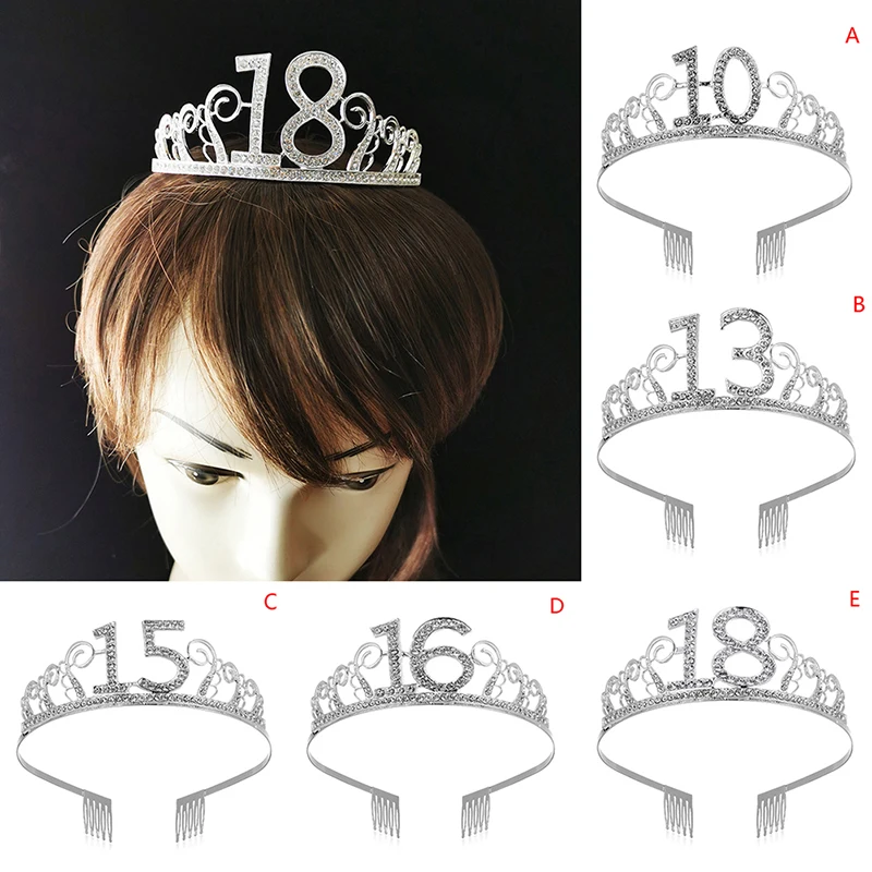 

30 40 50 Birthday Party Decoration Adult Crystal Rhinestone Tiara Princess Crown
