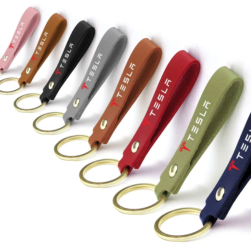 

8 Colors Car Keychain ring Key Ring Strap Keyring Wallet For Teslas Model 3 2021 S X Y Style Roadster Invader Coil Mod WYE K80