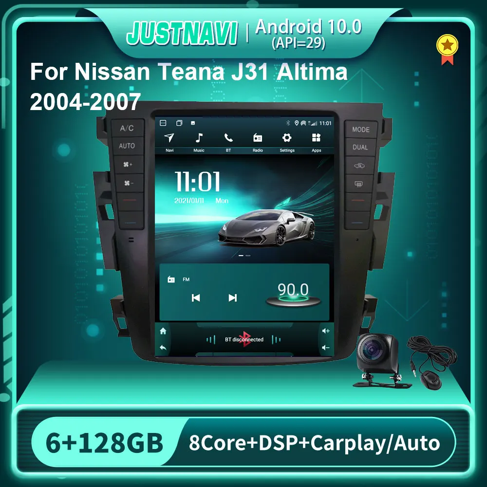Tesla Vertical 6 + 128G автомобильное радио для Nissan Teana J31 Altima 2004-2007 Android 10 мультимедийный