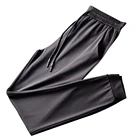 Мужские повседневные Черные ледяные шелковые брюки, крутые и удобные дышащие брюки со шнуровкой и карманами на завязках