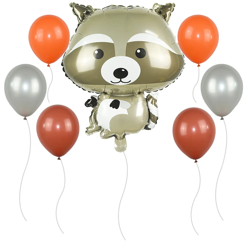 7pcs set E 5/7pcs Animal Balloon Set Safari Forest Zoo Theme Party Decoration Foil Latex Ballons Jungle Party Supplies Kids Birthday Favors - Цвет: 7pcs set E