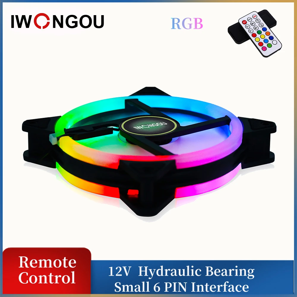 

IWONGOU PC Fan 120mm Controller RGB Computer Fans 12V 12cm Aura Sync Halo Cooling Fan Silent 6 pin Case Cooler ARGB Radiator