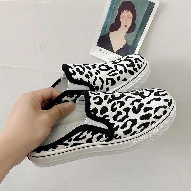 

2021 New One-Step All-Match Trend Half Slippers Leopard Zebra Pattern Casual Fashion Comfortable Women Slippers Women Shoes