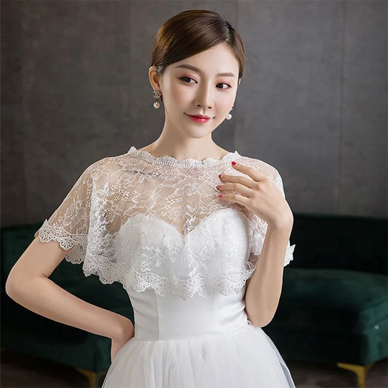 

Women Bridal Shawl Wedding Accessories Vintage Clothing False Collar Blouse With Lace Cloak Fashionable Removable Detachable