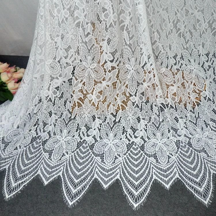 

Slippery Soft & Thick Allover Florals Eyelash Lace Fabric Lady Long Dress Lace Material Nice!