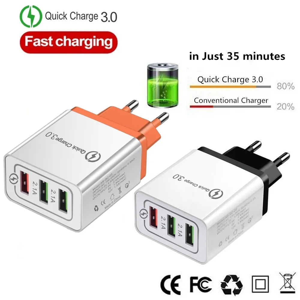 USB зарядное устройство EU/US вилка Быстрая зарядка 3,0 быстрое зарядное устройство настенное зарядное устройство для iphone 6 7 8 9 10 11 X samsung Xiaomi huawei зарядное устройство для телефона
