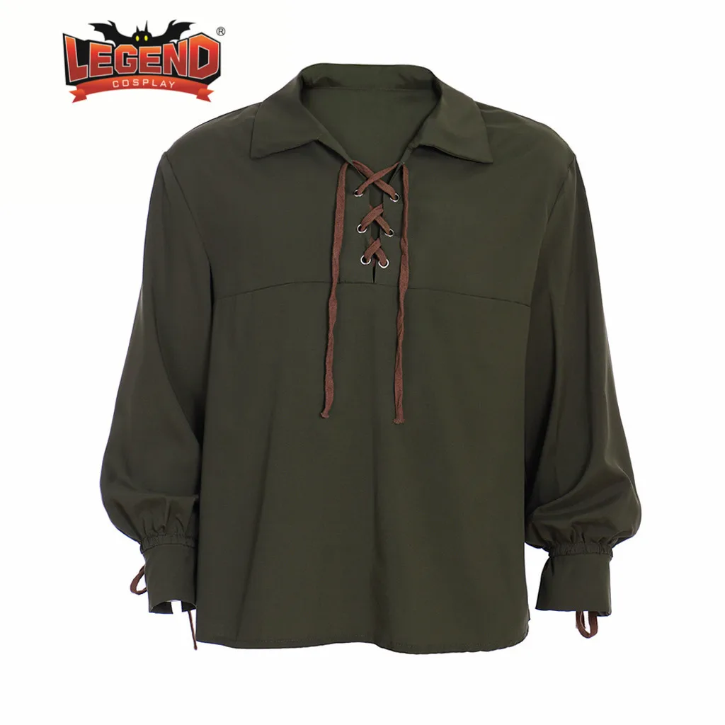 Мужская шотландская якобита Ghillie Kilt Highland рубашка с длинным рукавом со шнуровкой