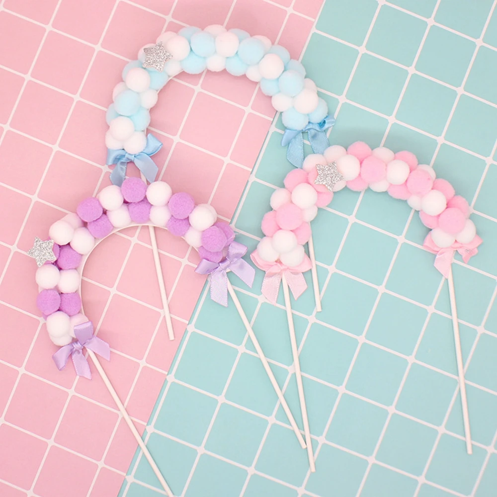 1 шт. розовый синий мягкий помпон облако торт Топпер детский душ день рождения DIY