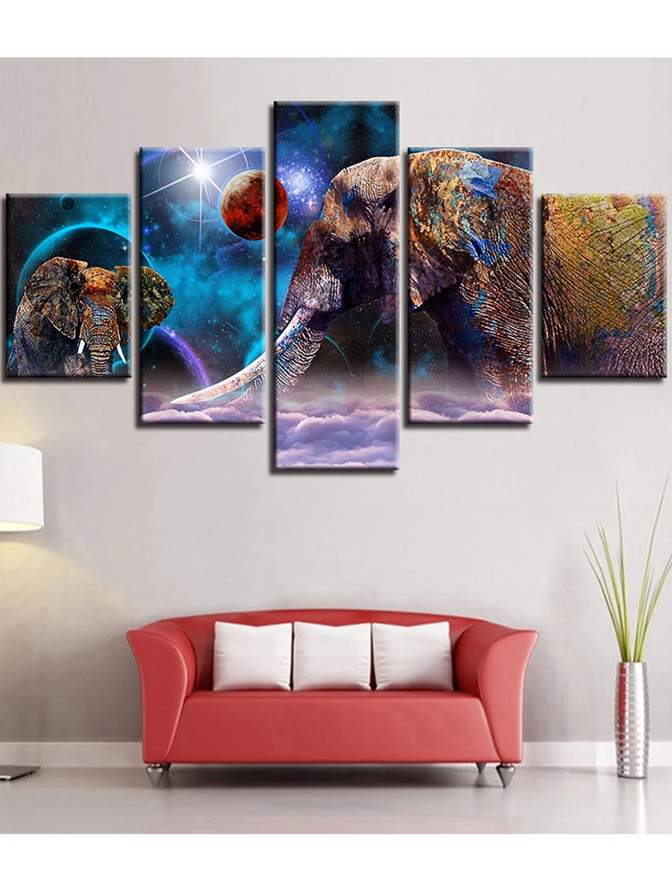 

5 Piece Diamond Painting Starry Elephant Diamond mosaic animals full square tools 3d Rhinestone Embroidery Space scenery,