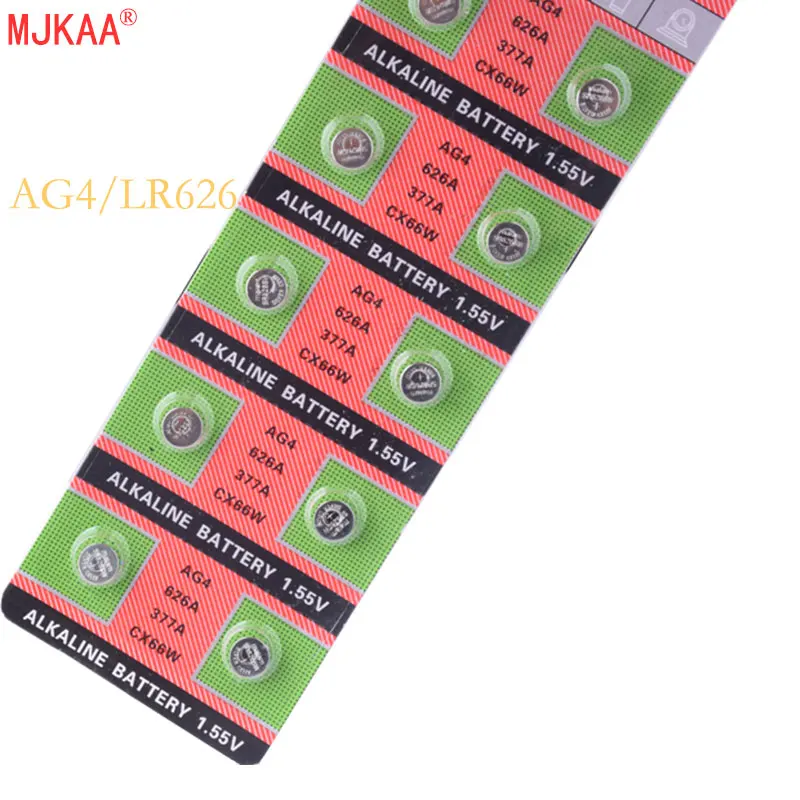 Оптовая продажа 10 шт./лот = 1 карта AG4 377A 377 LR626 SR626SW SR66 LR66 батарея монетного типа для