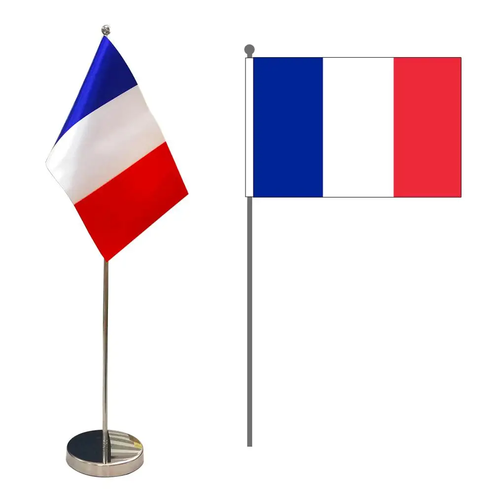 

France Table Flag 9" x 6"- Spanish Desktop Desk Flag Table Display with Sticks & Bases