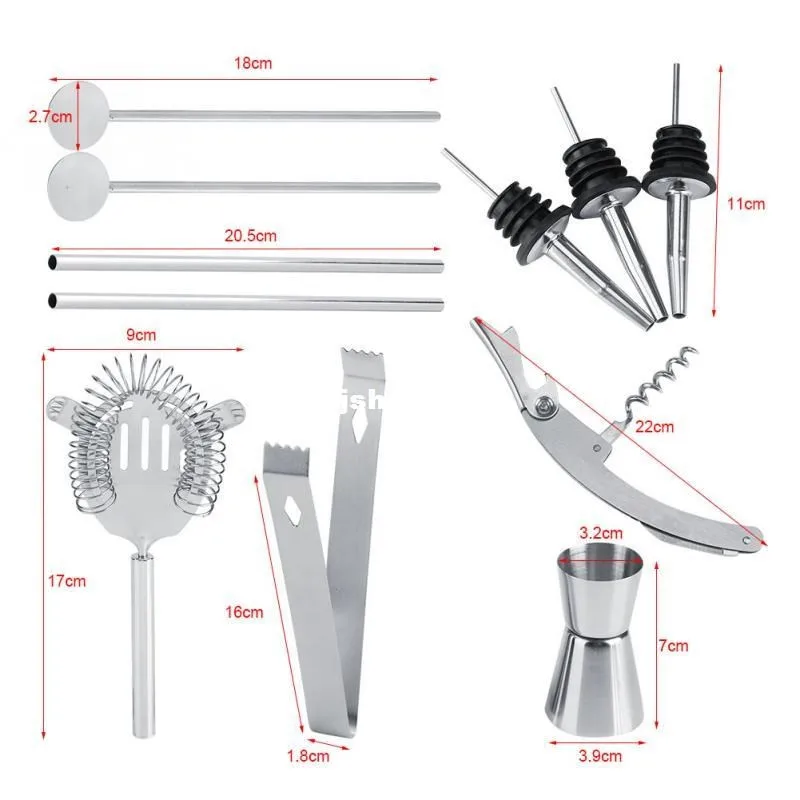 12 шт нержавеющей барный коктейль Шейкер Набор барной посуды миксер вина мартини