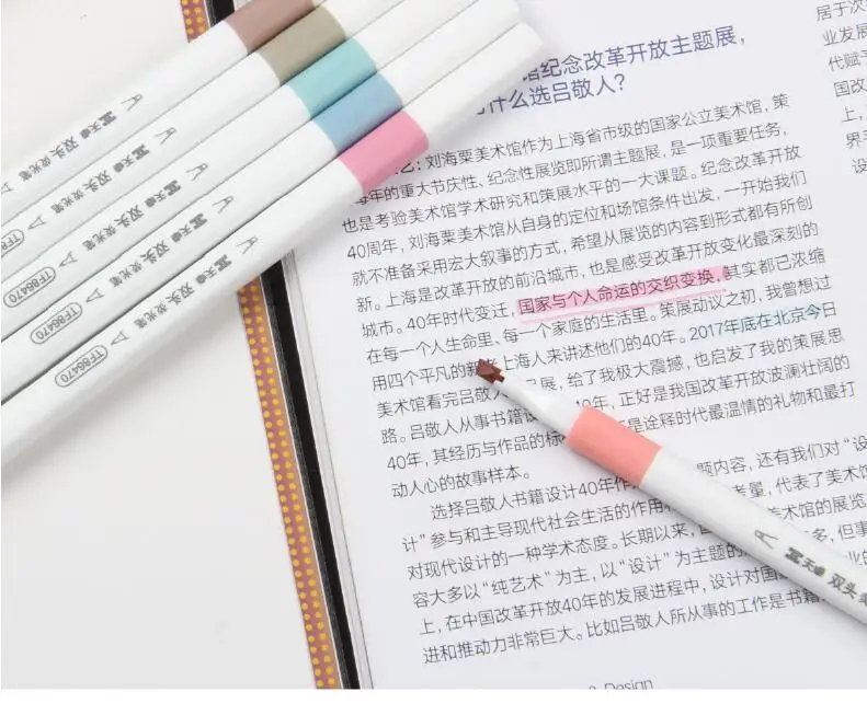 

1PC Double-end Marker Pen Six Colors Creative Gel Pen Students and White-collar Worker Language points(ss-814)