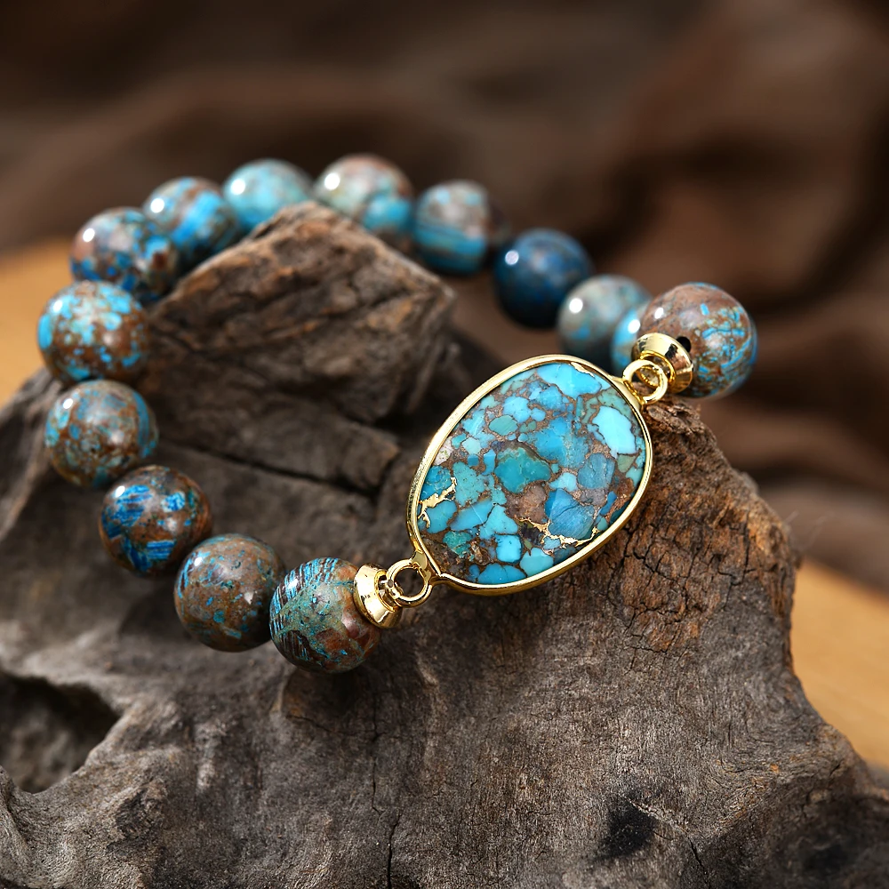 Браслеты из тибетских камней с подвесками украшенными бусинами для мужчин и