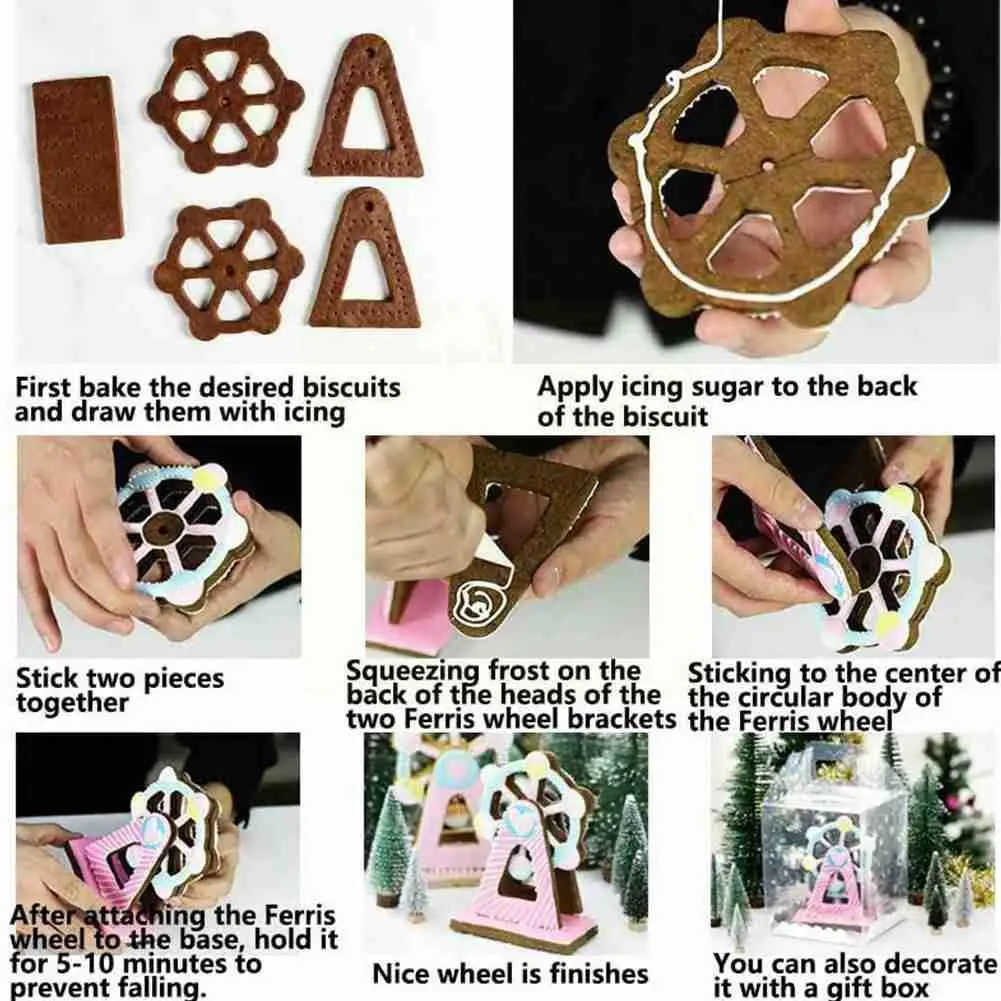 

3Pcs/Set 3D Sky Ferris Wheel Wind Flower Cookie Cutter Cake Decor Tool Fondant Baking Pastry Embossed Mold Molds Baking Cak S5F6