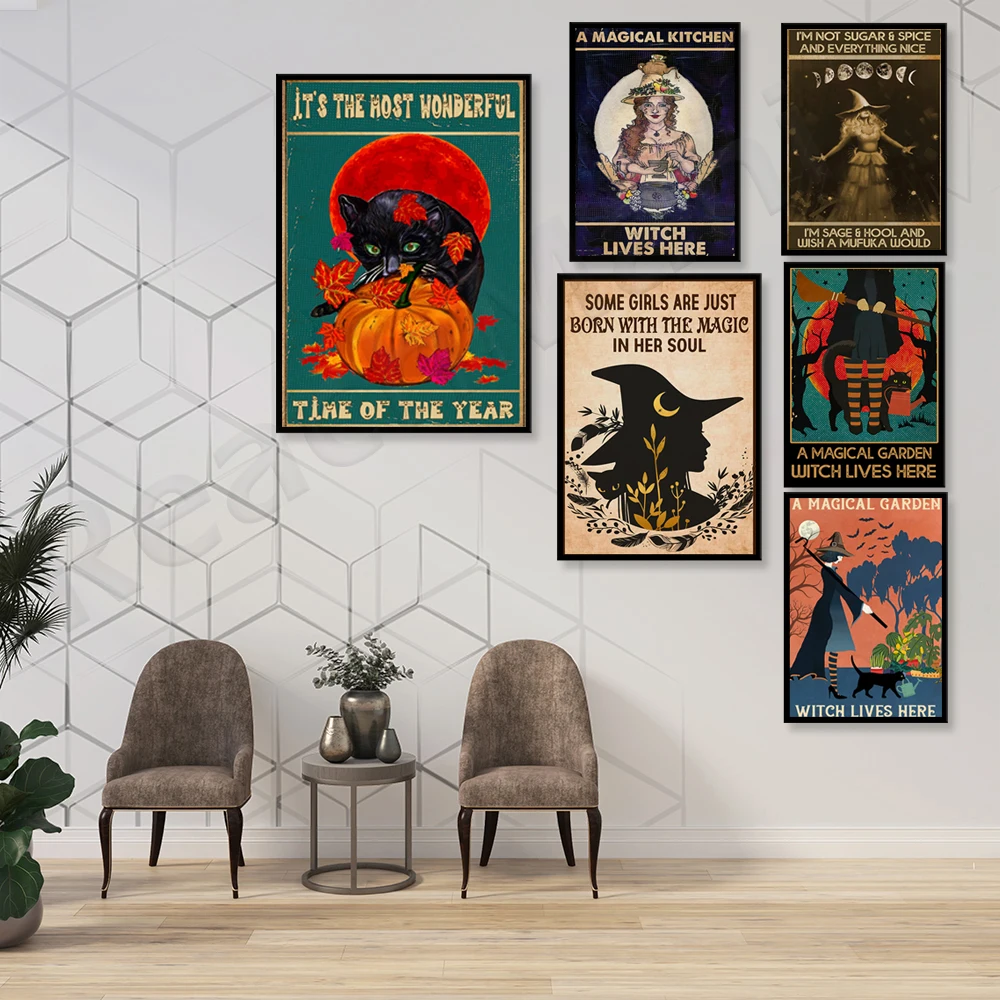 

Magic garden witch lives here poster, magic in soul poster, kitchen witchcraft poster, halloween gift, magic witch poster lover