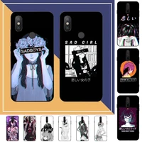 toplbpcs sad girl japanese anime phone case for redmi note 8 7 9 4 6 pro max t x 5a 3 10 lite pro