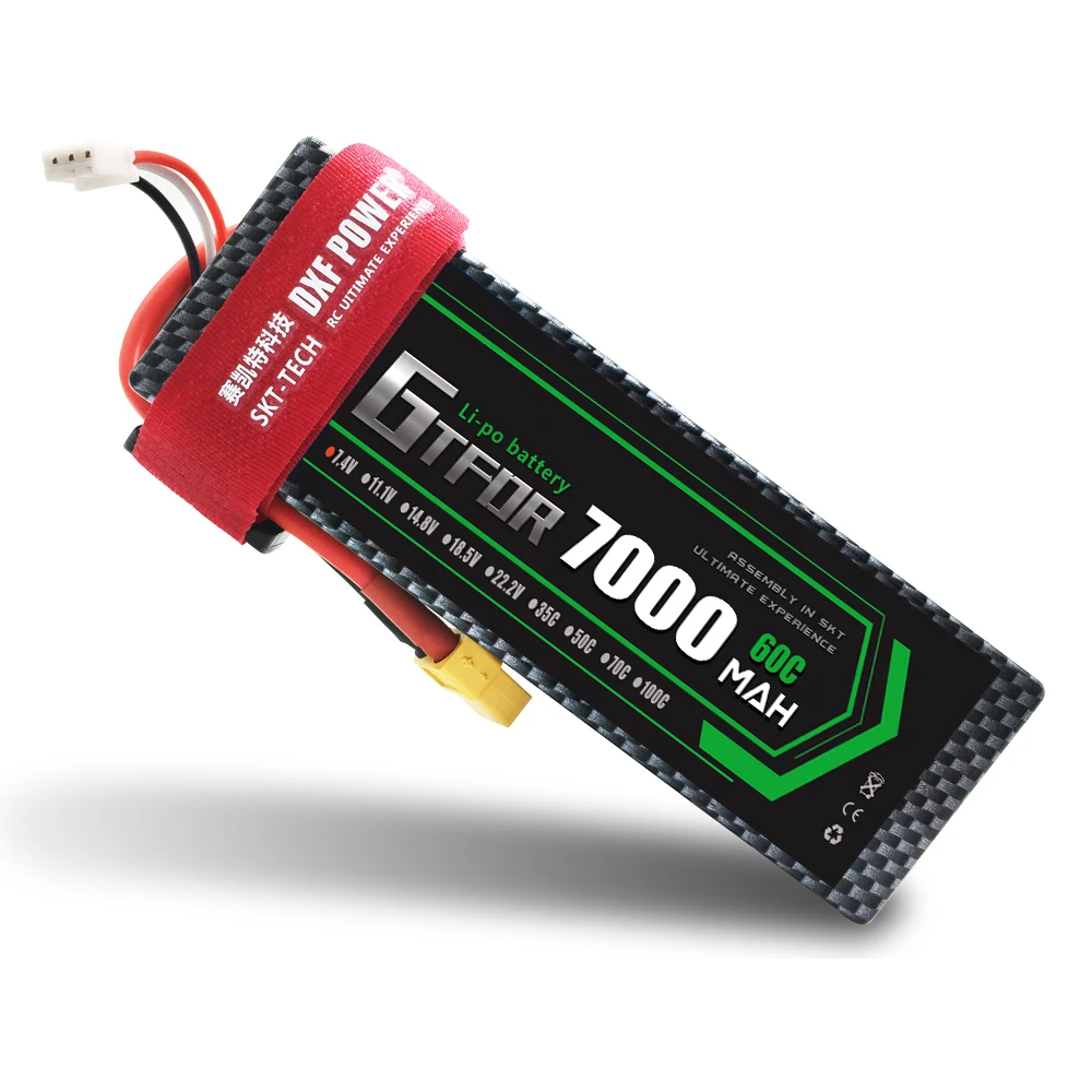 2 шт 7,4 V 5200 45c 7000mAh 60C GTFDR LiPo аккумулятор 2S HardCase для 1/8 1/10 RC модель автомобиля TRX Slash Emaxx
