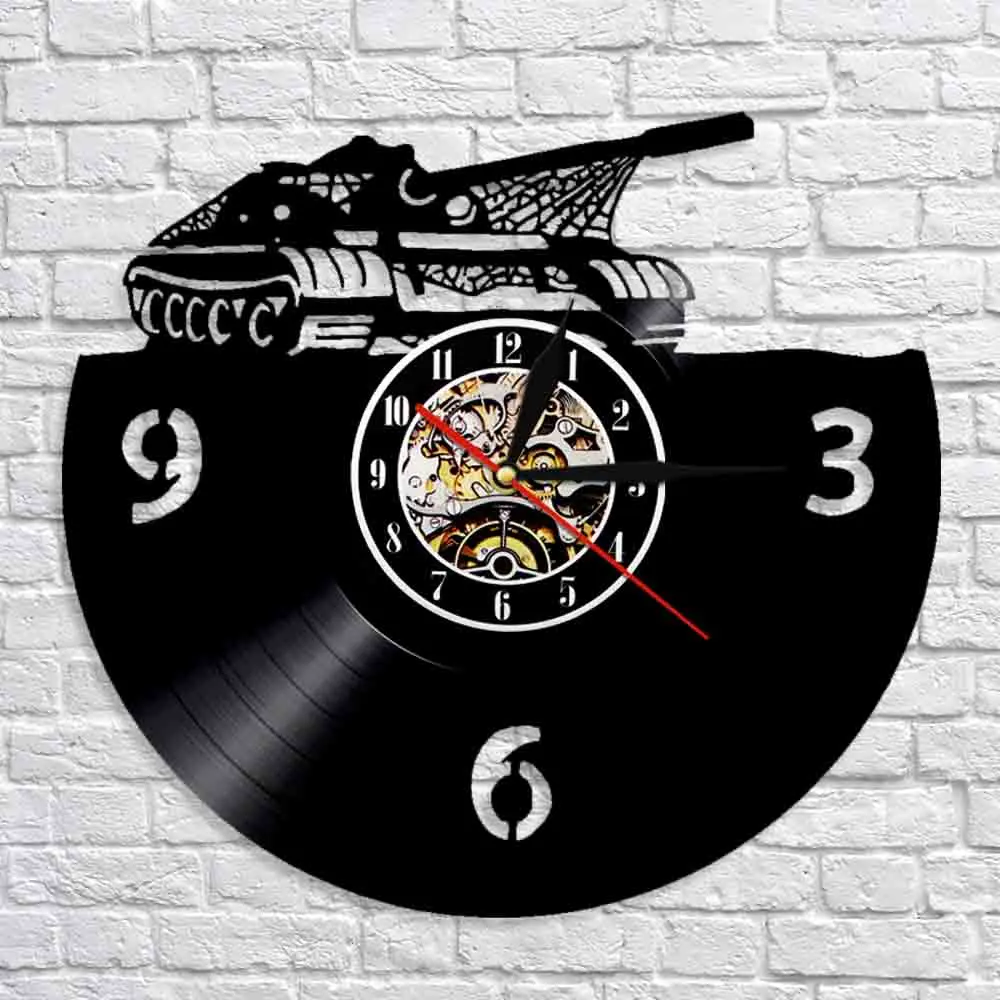 Главный боевой танк настенные часы военный виниловая запись Танк война мишень