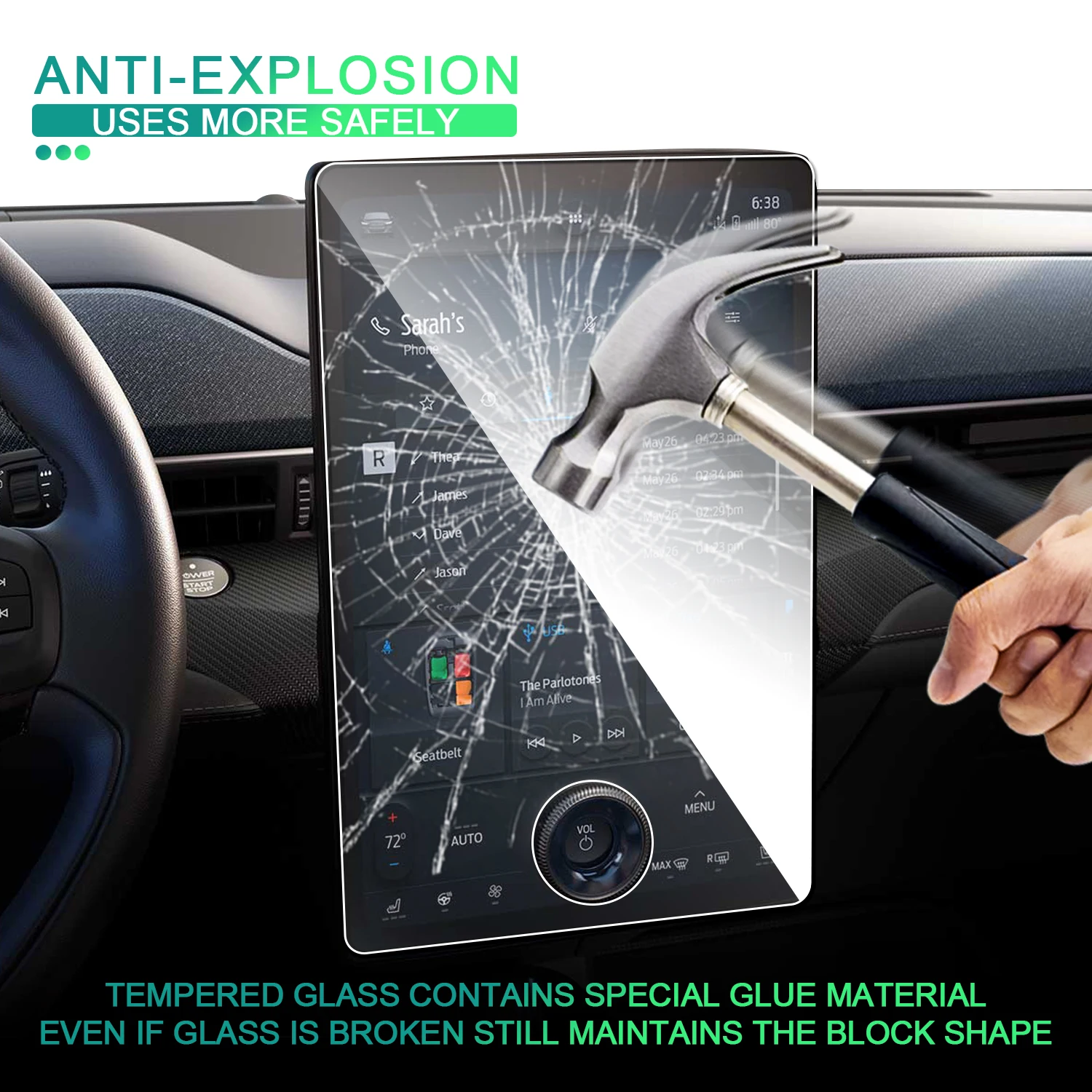 ruiya for mustang mach e 2021 15 5 inch car navigation touch screen protector auto interior accessories tempered glass film free global shipping
