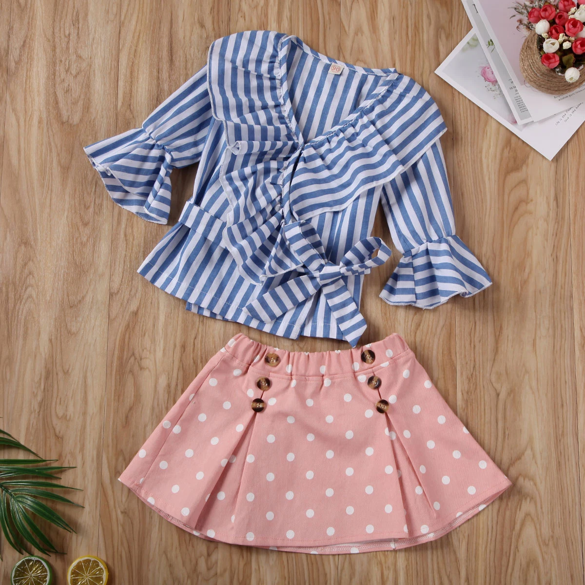 Весна Осень 2020 детская одежда детское платье для маленьких девочек полосатый топ