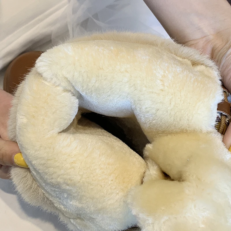 Fujin/зимние ботинки Зимние женские на плоской подошве Короткие Плюшевые из флока