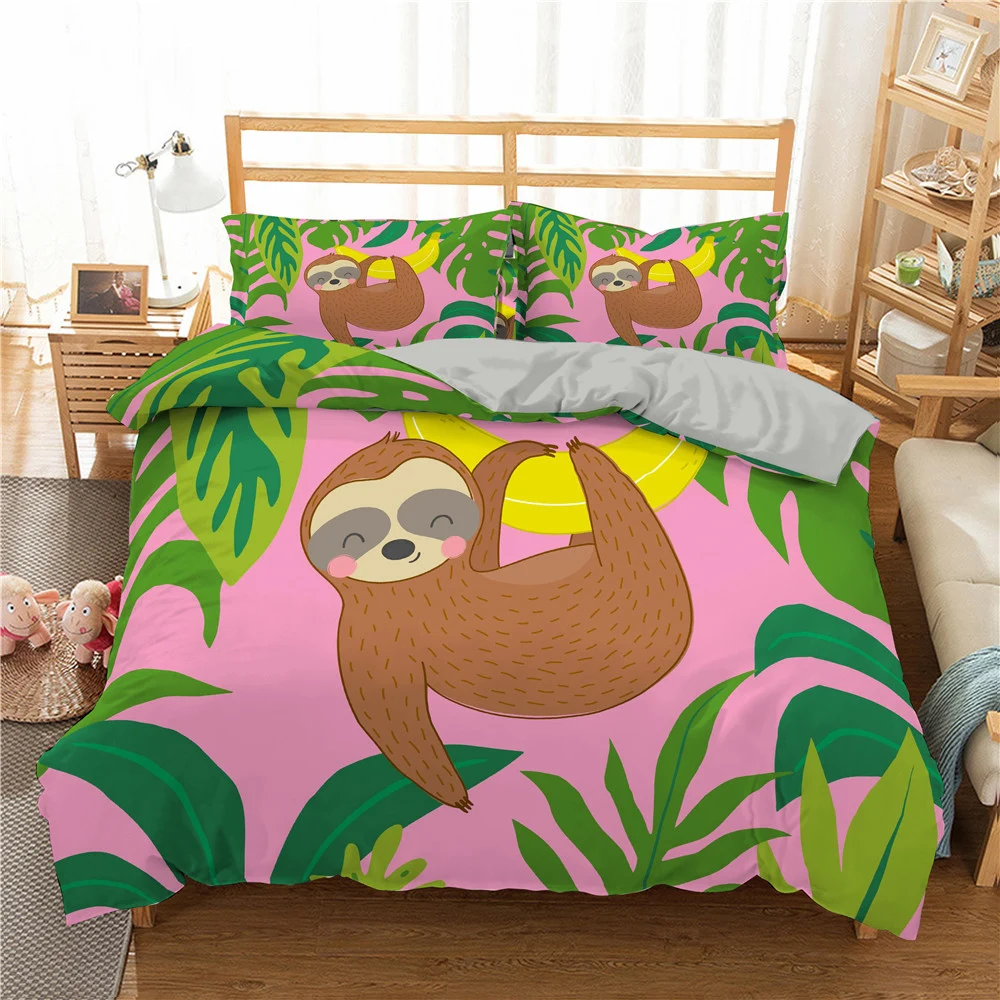

3D Cartoon Bedding Set Lovely Sloth Queen King Size Bedding Set Child Adornment Bed Pillow Cases Home Textile Bed Cover