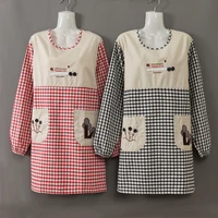 fashionable breathable cotton kitchen cooking long sleeved apron oil proof and anti fouling overalls for men and women