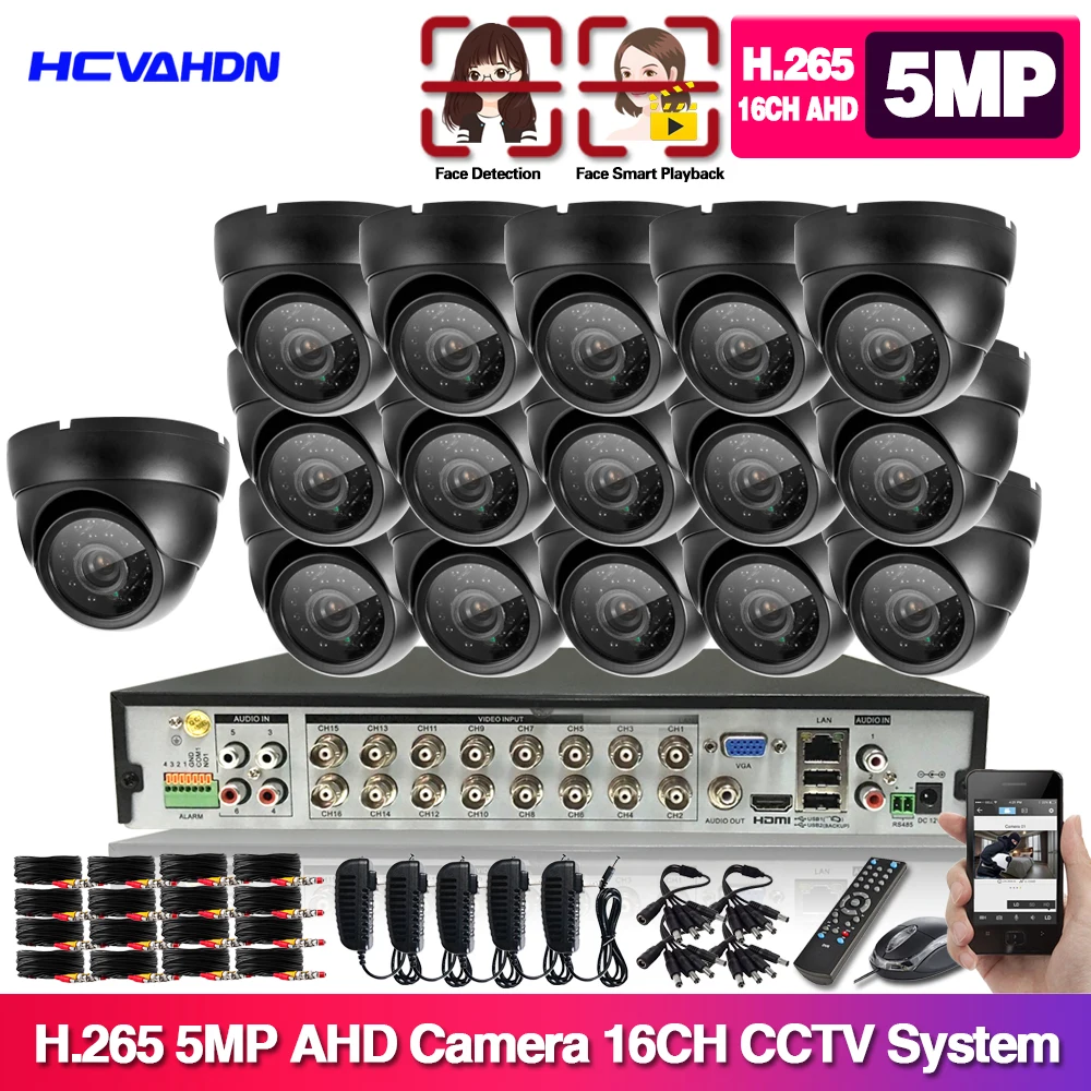 H.265 + 16ch AHD CCTV DVR система 1/3 ''SONY 5MP IP66 водонепроницаемый In/наружный мониторинг