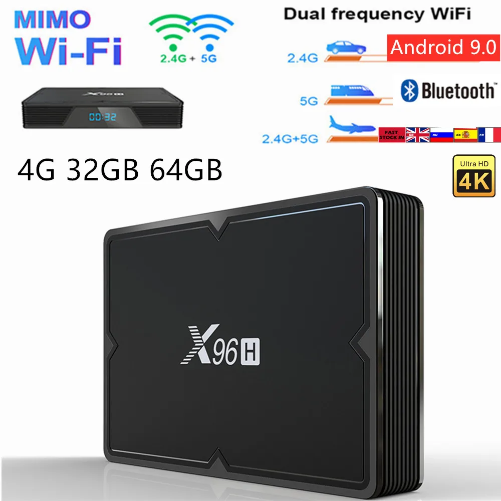 Smart TV Box Android 9.0 X96H 4GB 32GB 64GB TVBOX H603 Quad Core HD 4K 2.4G 5G Dual WiFi 64bit Media Player Youtube Set Top Box
