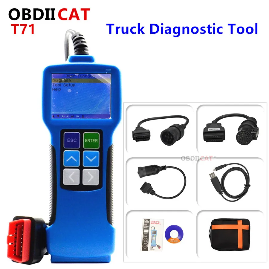 OBDIICAT QUICKLYNKS T71 считыватель кодов для тяжелых грузовиков и автобусов OBD2 с