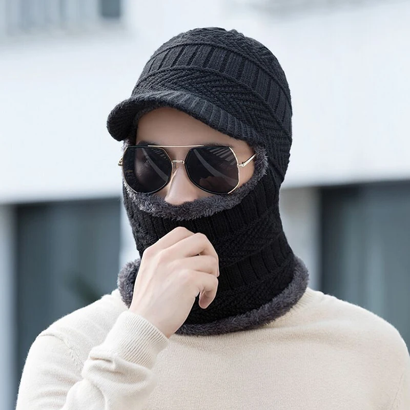 Зимняя вязаная шапка Для мужчин шарф круглые шапки без полей зимние для и женщин