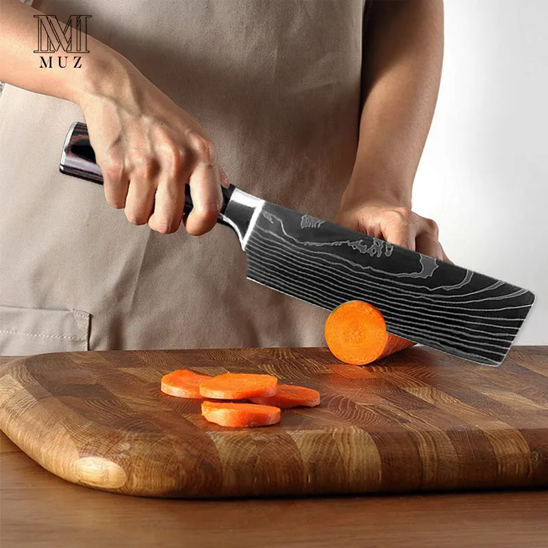 Новый стиль 7 ''японский нож шеф повара Santoku из нержавеющей стали имитация