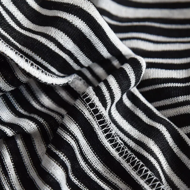 

2021 Summer New Korean Women Simple Mesh Striped Short-sleeved T-shirt Oversize Loose Thin Half-sleeved Women Tops Free Shipping