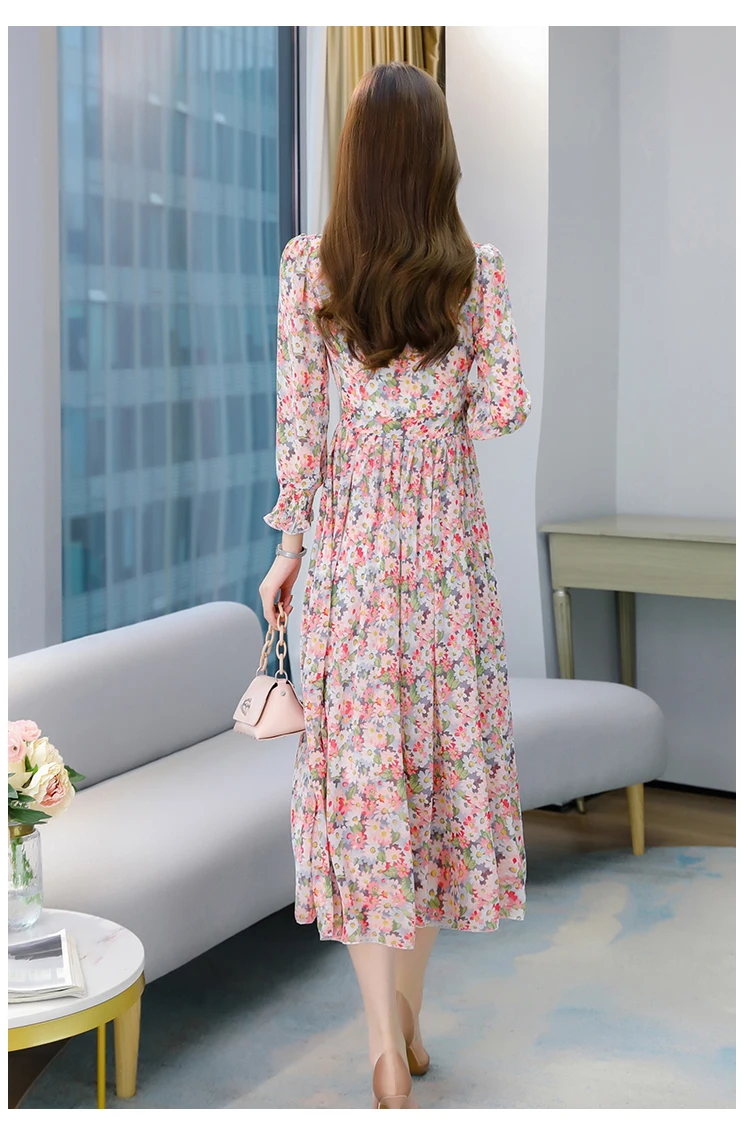 

Houthion Women's Oversized Dresses Chiffon Plus Size Loose Dress Summer New Print A-LINE Knee-Length Fashion Bosmia Floral