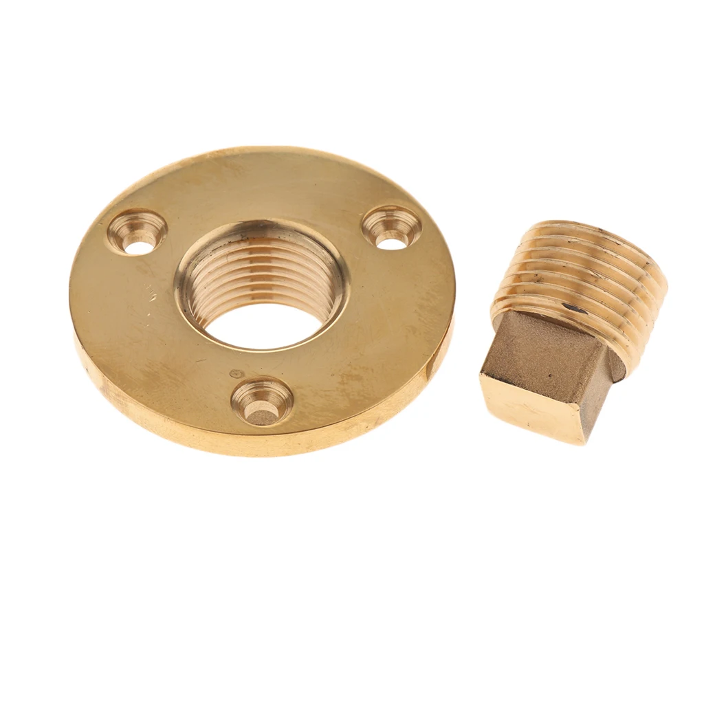 

BOAT MARINE BRASS GARBOARD DRAIN AND PLUG 1" INCH DIAMETER FLANGE1/2" NPT